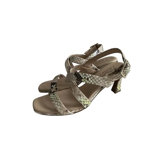 NATURALIZER Snake Print Multicolor Leather Sandals Heels Size 5 - Picture 4 of 8